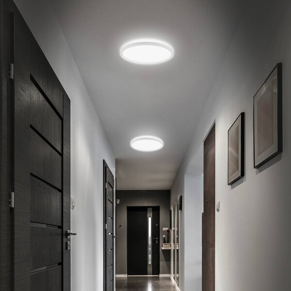 Briloner LED stropní svítidlo do koupelny Slim Drip, bílé, Ø 29 cm, IP44, Koupelna, Plast