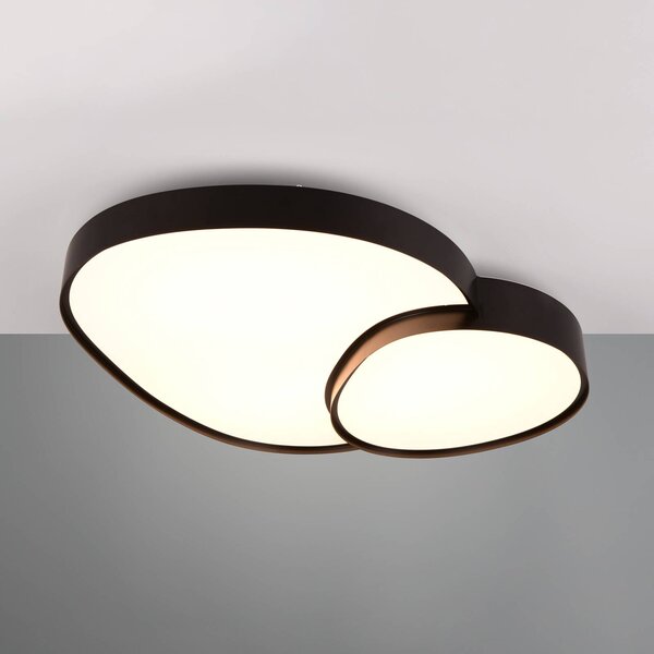 Trio Lighting Stropní svítidlo LED Rise, černé, 77 x 63 cm, stmívatelné, stmívatelný, Černá, Obývací pokoj / jídelna, kov, Moderní
