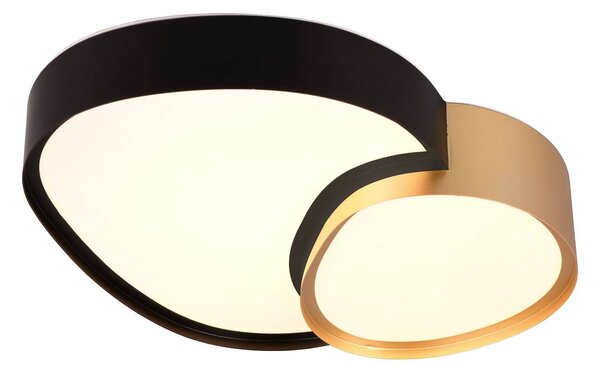 Trio Lighting Stropní svítidlo LED Rise, černo-zlaté, 43 x 36 cm, stmívatelné, stmívatelný, Černá, Obývací pokoj / jídelna, kov, Moderní