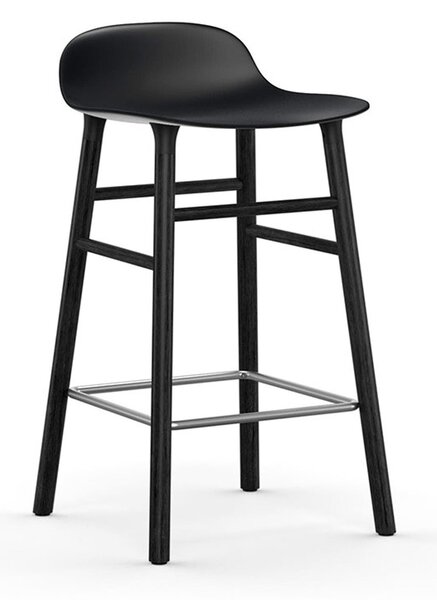 Normann Copenhagen designové barové židle Form Barstool Wood (65 cm) - černá skořepina, podnož černý dub