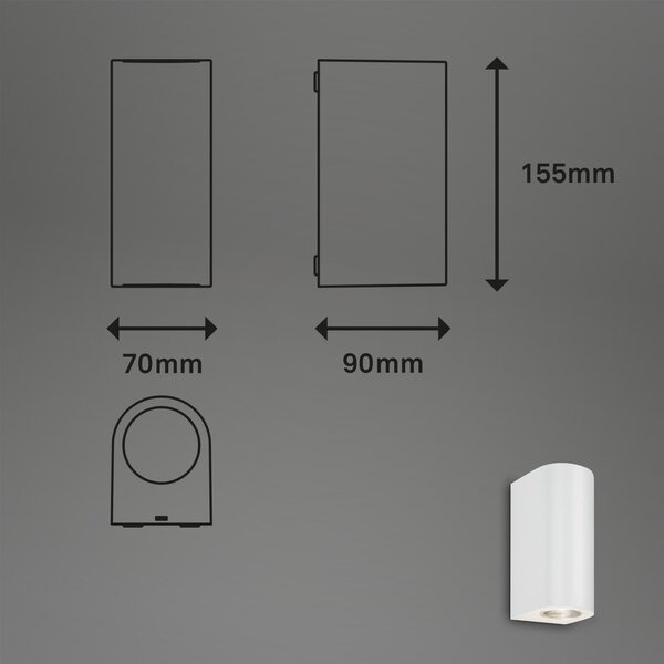 BRILO 3648-026 LED venkovní svítidlo, 15,5 cm, 2x GU10, 4,7 W, bílé - BRILO