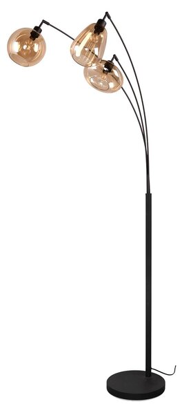 Trio Lighting Stojací lampa Lumina, 3 světla, černá/jantarová, sklo, Černá, Obývací pokoj / jídelna, Sklo, Moderní