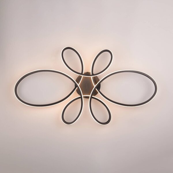 Trio Lighting Stropní svítidlo Fly LED, matná černá, 3 000 K, 83 cm x 45 cm, stmívatelný, Černá, Obývací pokoj / jídelna, kov, Moderní