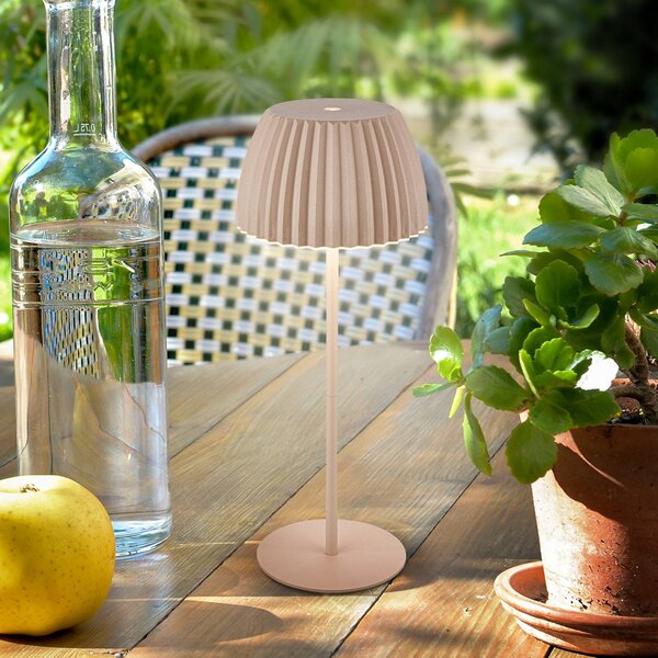 Briloner LED stolní lampa na baterie Brilo unplugged Riffle, 36 cm, béžová, stmívatelný, Krémová / jantar, Obývací pokoj / jídelna, kov