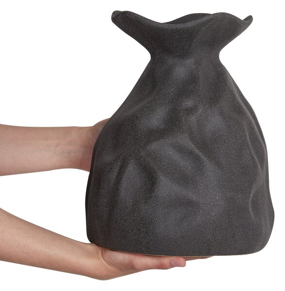 Váza na květiny COONTAIL Kamenina 31 cm Černá