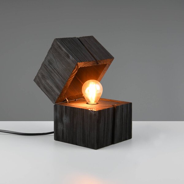 Trio Lighting Stolní lampa Treasure, černá, dřevo, výklopná, Černá, Obývací pokoj / jídelna, Dřevo