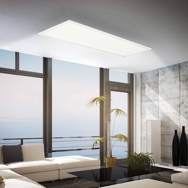 Briloner LED panel Simple 100 x 25 cm, bílý, ultraplochý, IP44, 4000 K, Bílá / opál, Pracovna / kancelář, kov