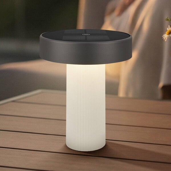 Briloner LED stolní lampa na baterie Poga, starobílá/antracitová, IP44, stmívatelný, Bílá / opál, Plast, Moderní