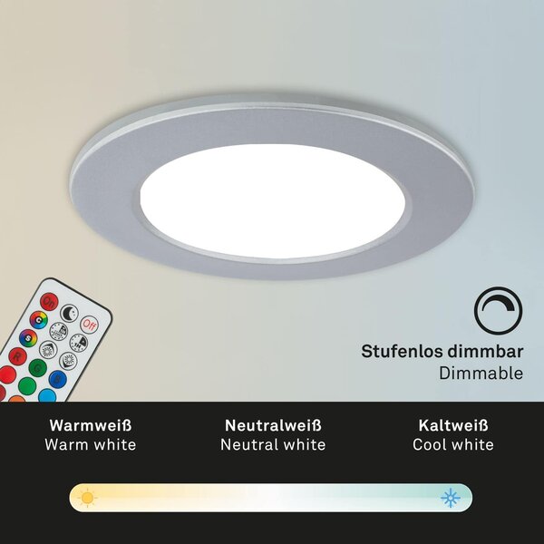 BRI 7035-034 RGB-CCT LED vestavná svítidla sada, pr.9,2 cm, 3x LED, 4,8 W, 450 lm, matný chrom - BRILONER