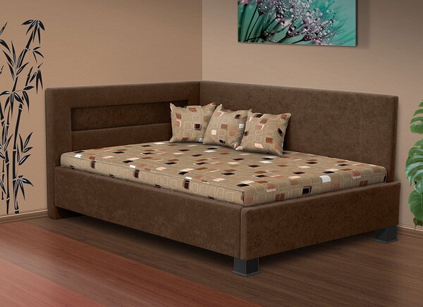 Nabytekmorava Čalouněná postel Mia Robin 120 matrace: matrace sendvičová 17cm, Barva postele: hnědá, Úložný prostor: s úložným prostorem