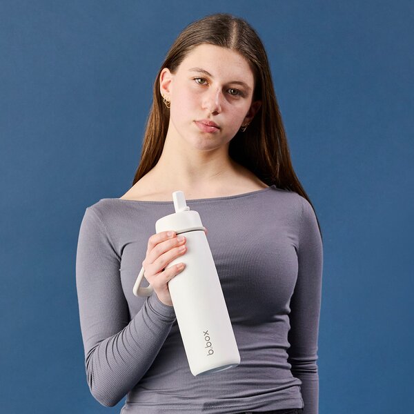 Nerezová termolahev s brčkem, 690ml ,b.box, white out