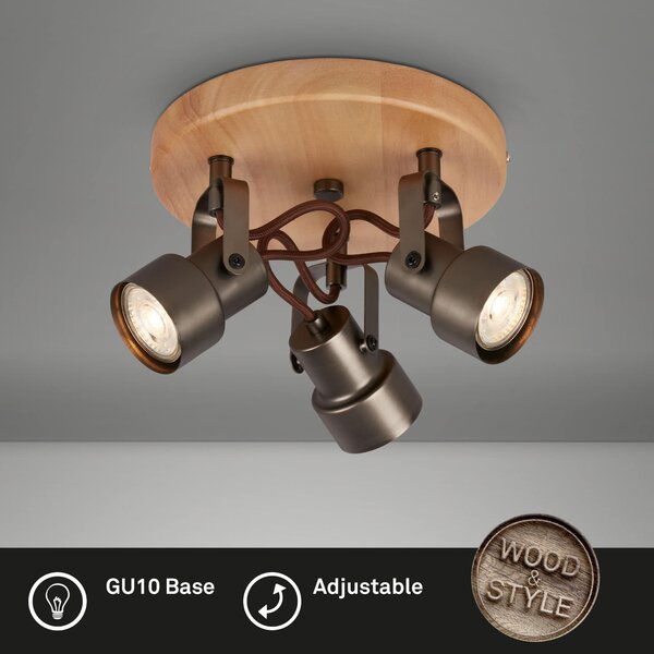 BRILO 2872-035 Bodové svítidlo pr. 21 cm 3xGU10 15W 1380lm antická šedá - BRILO