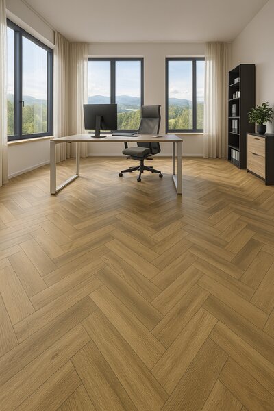 IVC Commercial, PVC podlaha - lino Logitex Ultimate 55 Elias T47, na míru, šíře 2m,4m, hnědá, filc, chodba / předsíň