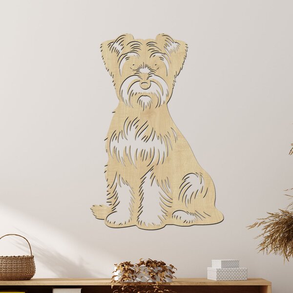 Dřevěný obraz Dandie Dinmont Terrier | Rozměry (cm): 27x40 | Zvolte barvu dekoru: Černá