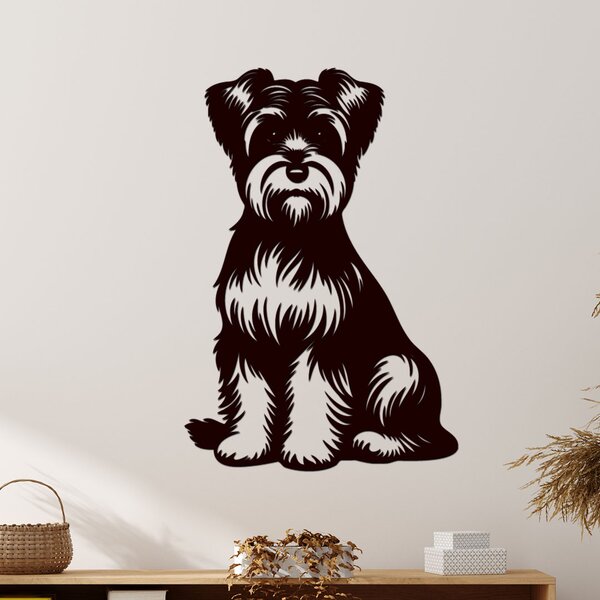 Dřevěný obraz Dandie Dinmont Terrier | Rozměry (cm): 27x40 | Zvolte barvu dekoru: Černá