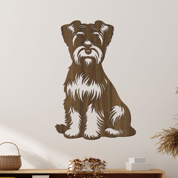 Dřevěný obraz Dandie Dinmont Terrier | Rozměry (cm): 27x40 | Zvolte barvu dekoru: Černá