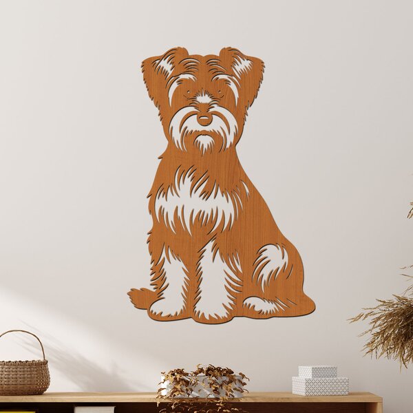 Dřevěný obraz Dandie Dinmont Terrier | Rozměry (cm): 27x40 | Zvolte barvu dekoru: Černá