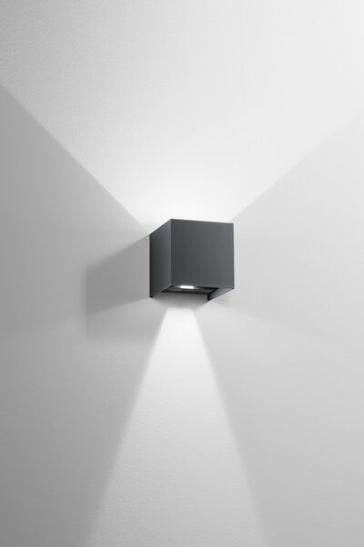 FAN LED-W-ALFA-10-ANT Nástěnné dvouúčelové LED svítidlo Alfa (antracitové) 2 x 5 W, 1200 lm, CCT, IP54, 10 x 10 x 10 cm - FANEUROPE