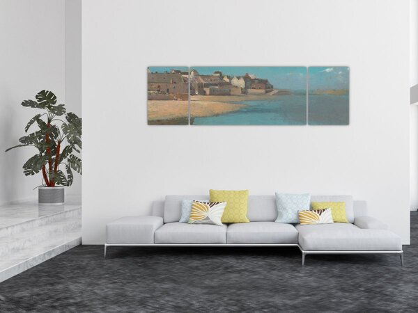 Obraz - Odilon Redon, Village by the Sea in Brittany, reprodukce (170x50 cm)