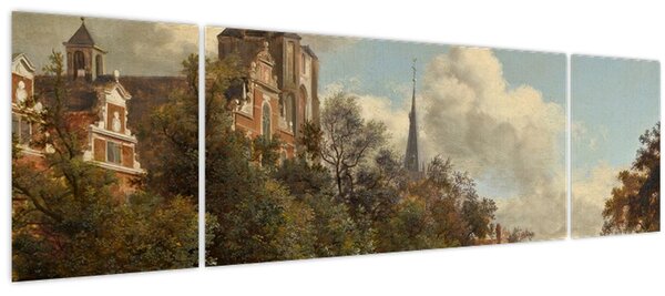 Obraz - Jan van der Heyden, View Down a Dutch Canal, reprodukce (170x50 cm)