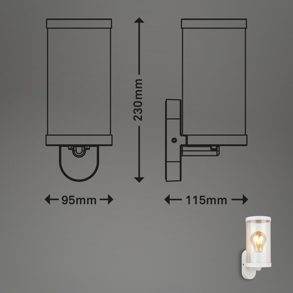 BRILO 3600-016 Venkovní svítidlo, bílé, 1x E27 / max. 12W - BRILO