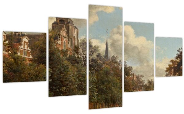 Obraz - Jan van der Heyden, View Down a Dutch Canal, reprodukce (125x70 cm)