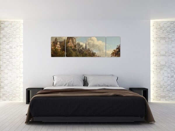 Obraz - Jan van der Heyden, View Down a Dutch Canal, reprodukce (170x50 cm)