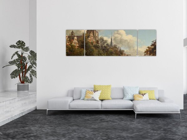 Obraz - Jan van der Heyden, View Down a Dutch Canal, reprodukce (170x50 cm)