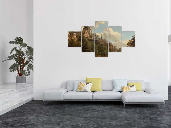 Obraz - Jan van der Heyden, View Down a Dutch Canal, reprodukce (125x70 cm)