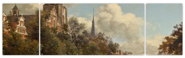 Obraz - Jan van der Heyden, View Down a Dutch Canal, reprodukce (170x50 cm)