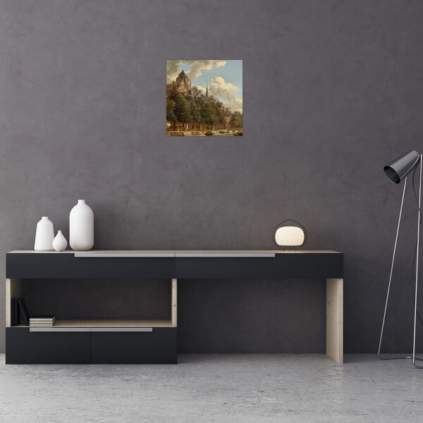 Obraz - Jan van der Heyden, View Down a Dutch Canal, reprodukce (30x30 cm)