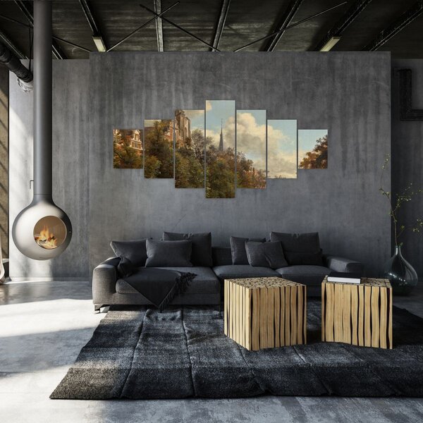 Obraz - Jan van der Heyden, View Down a Dutch Canal, reprodukce (210x100 cm)