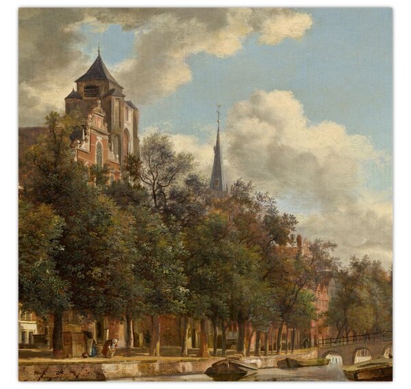 Obraz - Jan van der Heyden, View Down a Dutch Canal, reprodukce (30x30 cm)