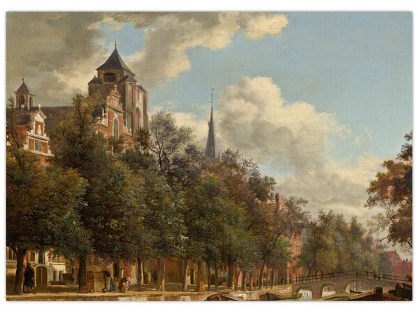 Obraz - Jan van der Heyden, View Down a Dutch Canal, reprodukce (70x50 cm)