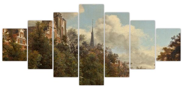 Obraz - Jan van der Heyden, View Down a Dutch Canal, reprodukce (210x100 cm)