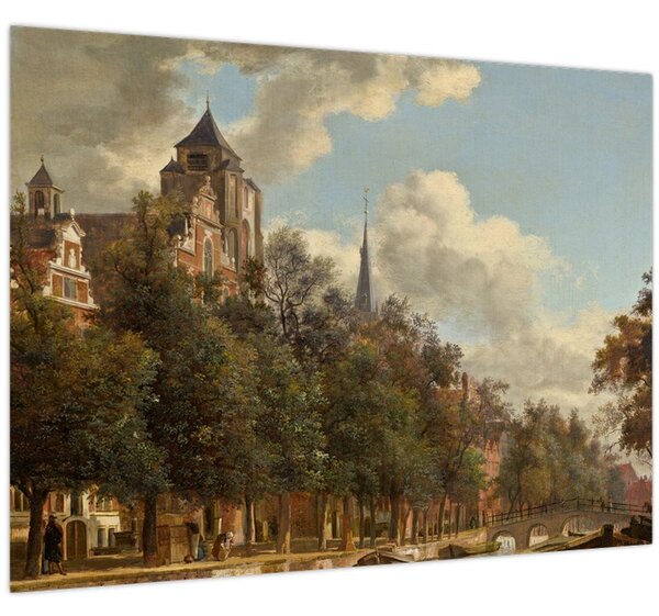 Obraz - Jan van der Heyden, View Down a Dutch Canal, reprodukce (70x50 cm)