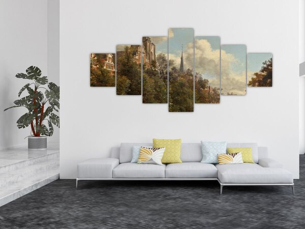Obraz - Jan van der Heyden, View Down a Dutch Canal, reprodukce (210x100 cm)