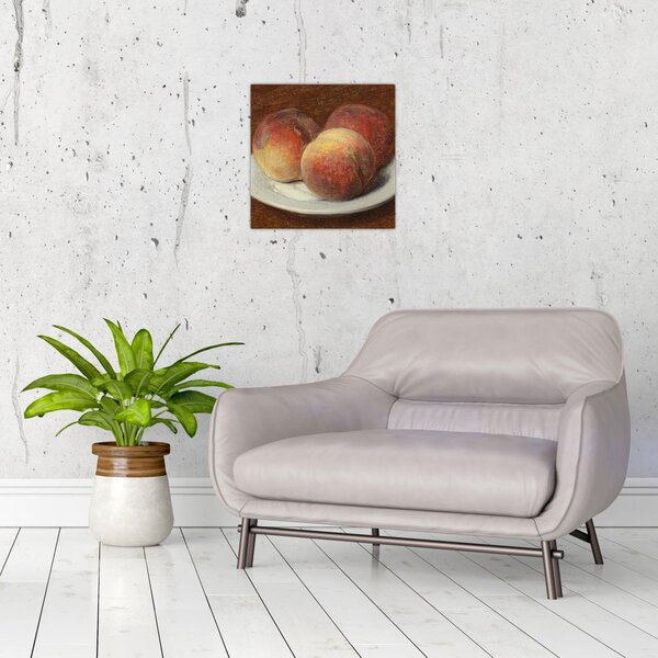 Obraz - Henri Fantin-Latour, Three Peaches on a Plate, reprodukce (30x30 cm)