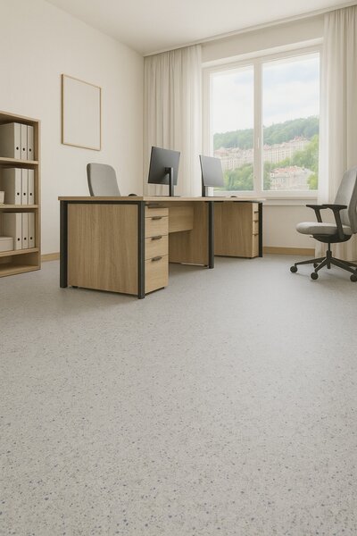 IVC Commercial, PVC podlaha - lino Logitex Ultimate 55 Gravel T96, na míru, šíře 2m,4m, šedá, filc, chodba / předsíň