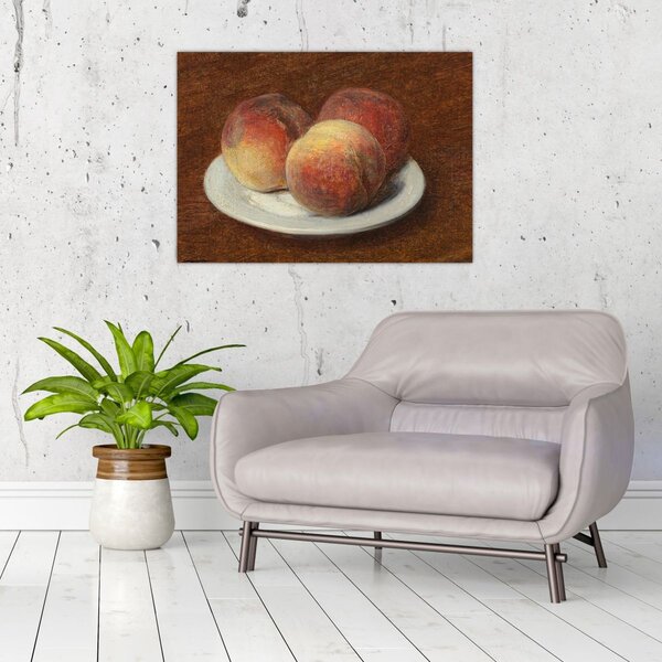 Obraz - Henri Fantin-Latour, Three Peaches on a Plate, reprodukce (70x50 cm)