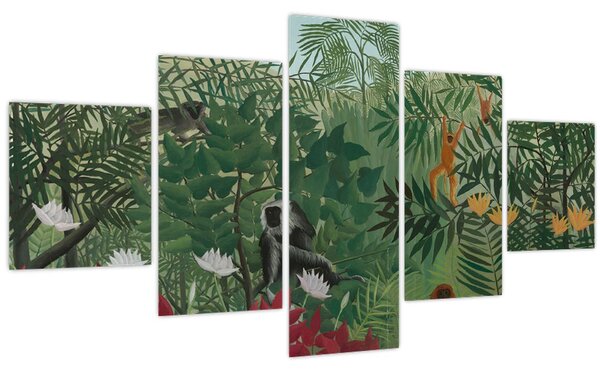 Obraz - Henri Rousseau, Tropical Forest with Monkeys, reprodukce (125x70 cm)