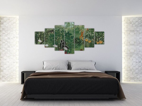 Obraz - Henri Rousseau, Tropical Forest with Monkeys, reprodukce (210x100 cm)