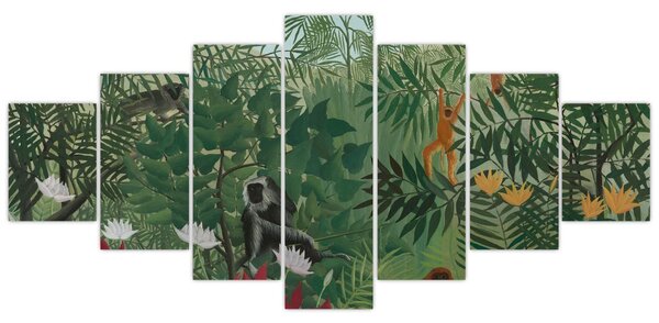 Obraz - Henri Rousseau, Tropical Forest with Monkeys, reprodukce (210x100 cm)