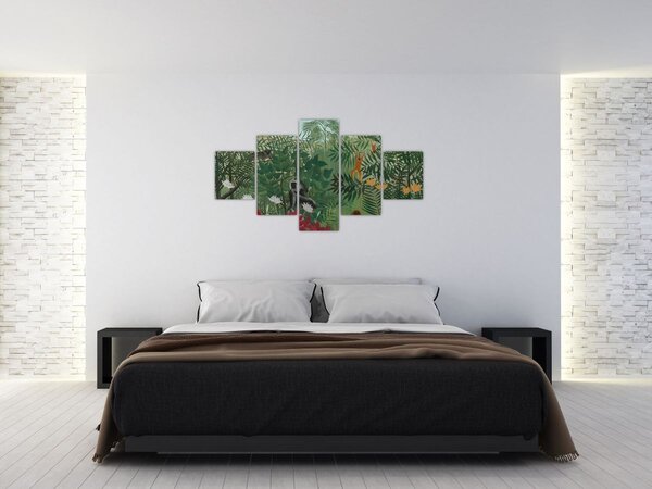 Obraz - Henri Rousseau, Tropical Forest with Monkeys, reprodukce (125x70 cm)
