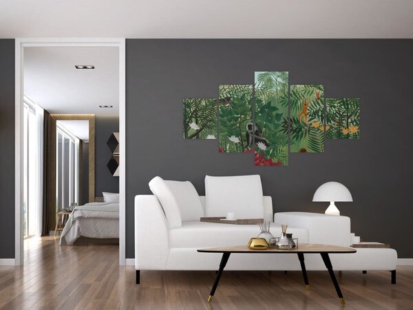 Obraz - Henri Rousseau, Tropical Forest with Monkeys, reprodukce (125x70 cm)