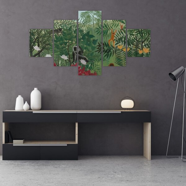 Obraz - Henri Rousseau, Tropical Forest with Monkeys, reprodukce (125x70 cm)