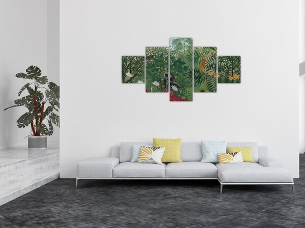 Obraz - Henri Rousseau, Tropical Forest with Monkeys, reprodukce (125x70 cm)