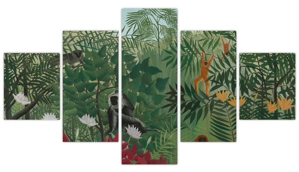Obraz - Henri Rousseau, Tropical Forest with Monkeys, reprodukce (125x70 cm)