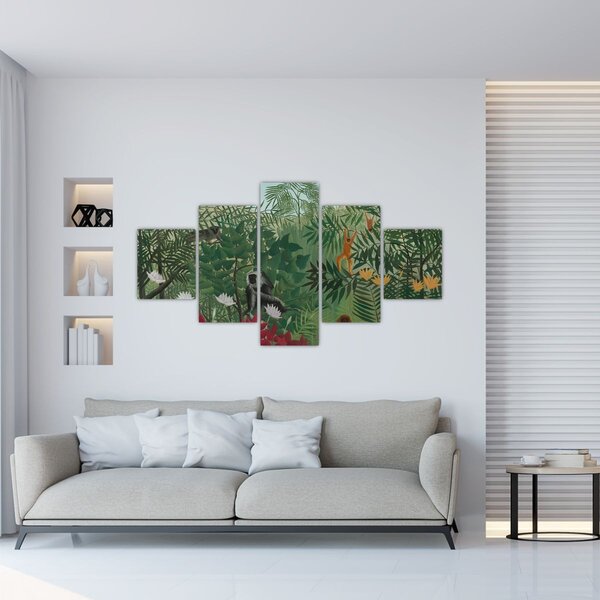 Obraz - Henri Rousseau, Tropical Forest with Monkeys, reprodukce (125x70 cm)