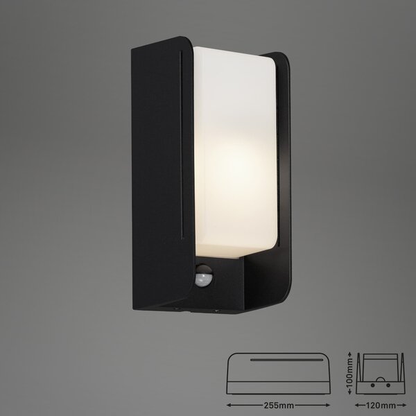 BRILO 3017-015 Venkovní svítidlo s čidlem 25,5 cm 1x E27 12W černá - BRILO